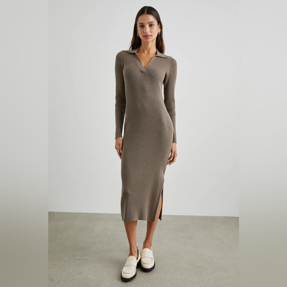 RAILS SIZE M Luciana Dress IN LATTE‎ BROWN TAN MIDI KNIT SWEATER DRESS